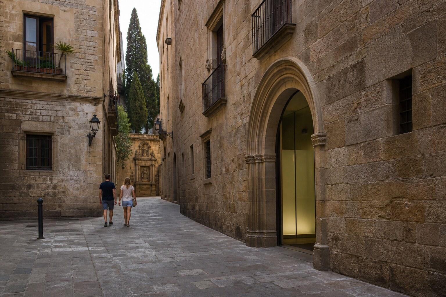 Medieval stone lane outside the Picasso Museum in Barcelona
